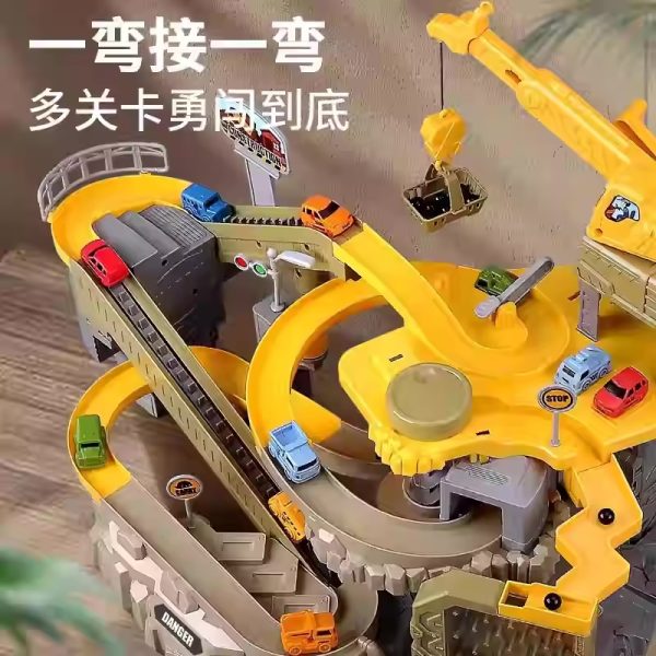 德国工程轨道车小火车停车场汽车闯关大冒险滑行儿童益智玩具 - 图片 6